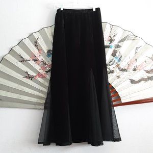 Black sheer velvet skirt